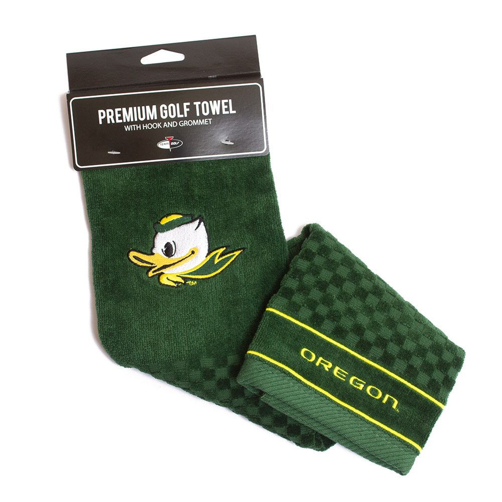 Fighting Duck, Forest Green, Embroidered, Golf, Towel